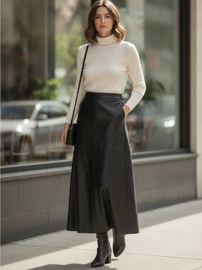 ABS Allen Schwartz Maxi Leather skirt